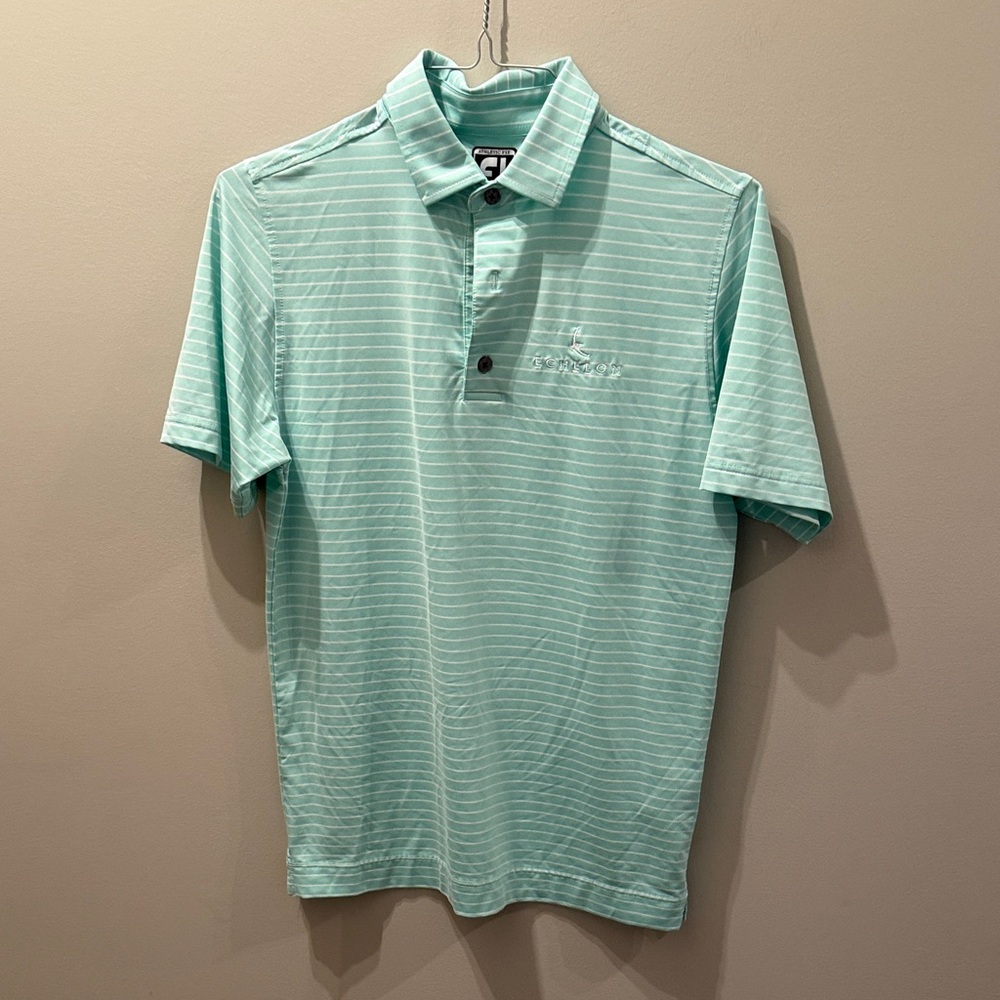 Men's teal foot joy Striped Polo Shirt